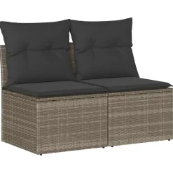 vidaXL Loungebank 2 zits met kussens poly rattan - Grijs - 110x62x69 cm Online