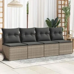 vidaXL Loungebank 2 zits met kussens poly rattan - Grijs - 110x62x69 cm Online