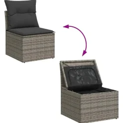 vidaXL Loungebank 2 zits met kussens poly rattan - Grijs - 110x62x69 cm Online