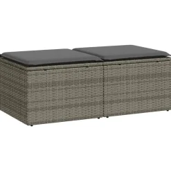 vidaXL Loungebank voor 2 met kussens poly rattan - Grijs krukken 110x55x37 cm Discount