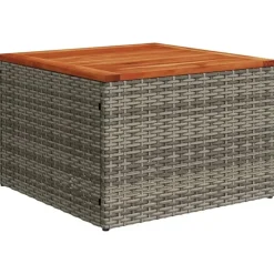 vidaXL Loungeset met 8 kussens en hout armsteun & salontafel - Grijs - 9 stuks Online