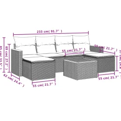 vidaXL Loungeset met 4 kussens - hout armsteun & salontafel - Grijs - 6 stuks Discount