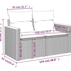 vidaXL Loungeset met 11 kussens en hout armsteun - Grijs - 10 stuks Sale