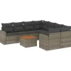 vidaXL Loungeset met kussens & salontafel voor 8 personen- Grijs - Poly rattan Hot