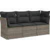 vidaXL Loungeset met kussens - set van 3 - Grijs - Poly Rattan - 179x62x69 cm Discount