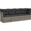 vidaXL Loungeset met kussens - set van 4 - Grijs - Poly Rattan - 234x62x69 cm Sale