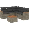 vidaXL Loungeset met kussens - hout armsteun & salontafel - Grijs - 6 stuks