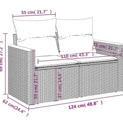 vidaXL Loungeset met kussens - hout armsteun & salontafel - Grijs - 6 stuks
