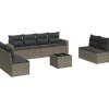 vidaXL Loungeset met kussens en tuintafel voor 8 personen - Grijs - Poly Rattan Discount