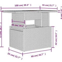 vidaXL Loungeset voor 7 met kussens en verstelbaar salontafel - Gris - 8 stuks Best