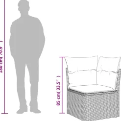 vidaXL Loungeset voor 7 met kussens en verstelbaar salontafel - Gris - 8 stuks Best