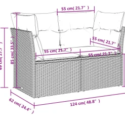 vidaXL Loungeset voor 7 met kussens en verstelbaar salontafel - Gris - 8 stuks Best