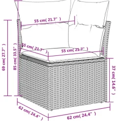 vidaXL Loungeset voor 7 met kussens en verstelbaar salontafel - Gris - 8 stuks Best