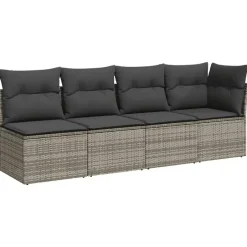vidaXL Loungeset voor 7 met kussens en verstelbaar salontafel - Gris - 8 stuks Best