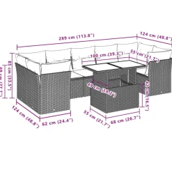 vidaXL Loungeset voor 7 met kussens en verstelbaar salontafel - Gris - 8 stuks Best