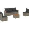 vidaXL Loungeset voor 5 met kussens en salontafel - Grijs - Poly rattan Sale