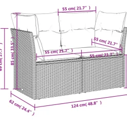 vidaXL Loungeset voor 5 met kussens & verstelbaar salontafel - Gris - 6 stuks Online