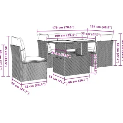 vidaXL Loungeset voor 5 met kussens & verstelbaar salontafel - Gris - 6 stuks Online