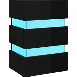 vidaXL Nachtkastje LED 45x35x67 cm bewerkt hout hoogglans zwart New