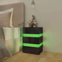 vidaXL Nachtkastje LED 45x35x67 cm bewerkt hout hoogglans zwart New