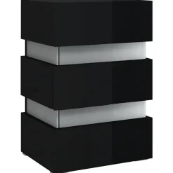 vidaXL Nachtkastje LED 45x35x67 cm bewerkt hout hoogglans zwart New