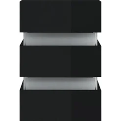 vidaXL Nachtkastje LED 45x35x67 cm bewerkt hout hoogglans zwart New