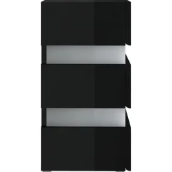 vidaXL Nachtkastje LED 45x35x67 cm bewerkt hout hoogglans zwart New