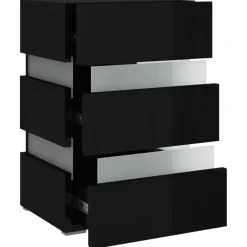 vidaXL Nachtkastje LED 45x35x67 cm bewerkt hout hoogglans zwart New