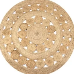 vidaXL Rond Tapijt – Beige Jute – Ø120 cm – Natuurlijk Vloerkleed Best