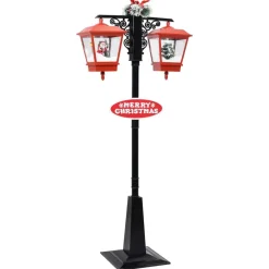 vidaXL Straatlantaarn met kerstman 81x40x188 cm PVC zwart en rood New