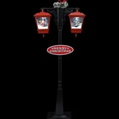 vidaXL Straatlantaarn met kerstman 81x40x188 cm PVC zwart en rood New