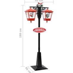 vidaXL Straatlantaarn met kerstman 81x40x188 cm PVC zwart en rood New
