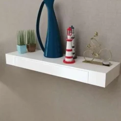 vidaXL Wandschap - met lade - zwevend - MDF - wit Discount