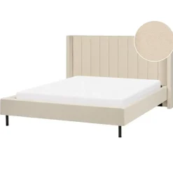 Beliani VILETTE - Tweepersoonsbed - Beige - 160 x 200 cm - Bouclé Online