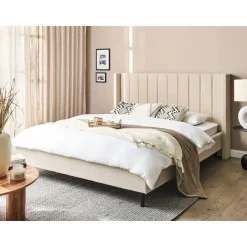 Beliani VILETTE - Tweepersoonsbed - Beige - 160 x 200 cm - Bouclé Online