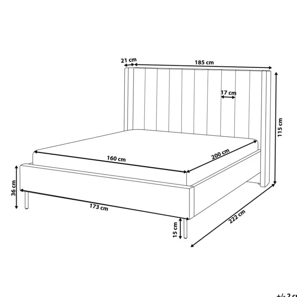 Beliani VILETTE - Tweepersoonsbed - Beige - 160 x 200 cm - Bouclé Online