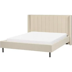 Beliani VILETTE - Tweepersoonsbed - Beige - 160 x 200 cm - Bouclé Online