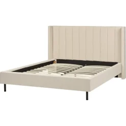 Beliani VILETTE - Tweepersoonsbed - Beige - 160 x 200 cm - Bouclé Online
