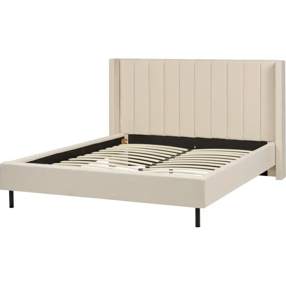 Beliani VILETTE - Tweepersoonsbed - Beige - 160 x 200 cm - Bouclé Online