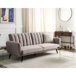 Beliani VIMMERBY - Slaapbank - Lichtbruin - Polyester Discount