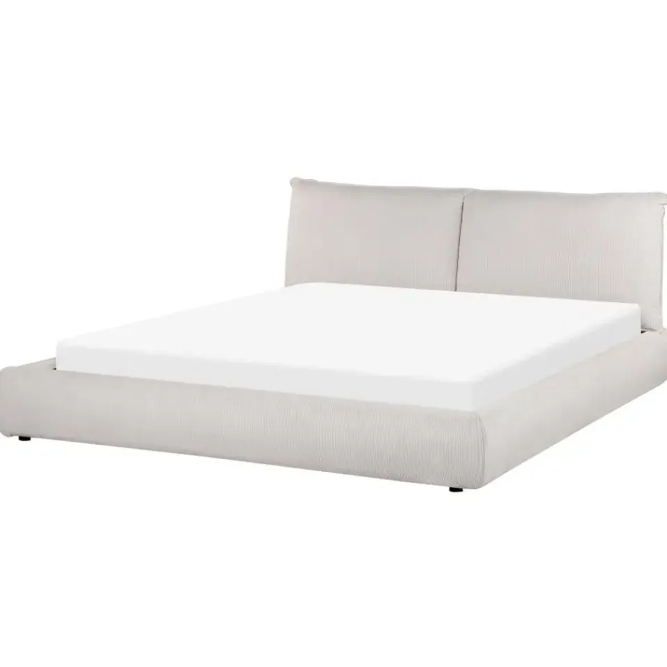 Beliani VINAY - Tweepersoonsbed - Beige - 180 x 200 cm - Corduroy Sale