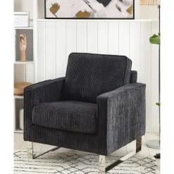 Beliani VIND - Fauteuil - Zwart - Corduroy Discount