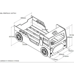 Vipack bed Brandweer - rood - incl. LED - 101x101x223 cm Outlet