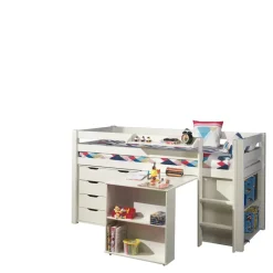 Vipack halfhoogslaper Pino met bureau - incl. lades - wit - 114x105x209,3 cm Best