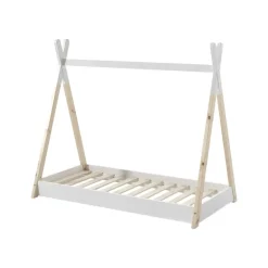 Vipack peuterbed tipi wit/hout - 70x140 cm Online