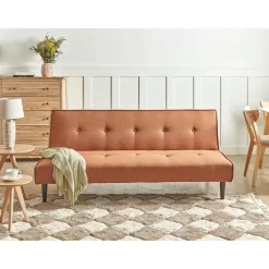 Beliani VISBY - Slaapbank 3-zits - Goudbruin - Polyester Hot
