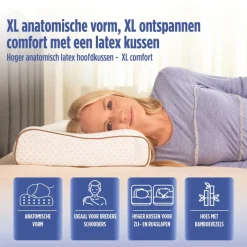 Vitapur Hoofdkussen - Latex hoofdkussen - Verkoelend - 60x40 cm Outlet