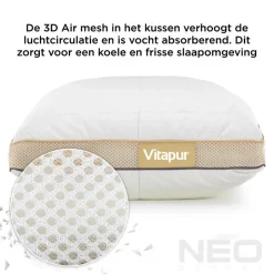 Vitapur Kinderkussen - Traagschuim vulling - 40x60 cm - 2 stuks Best