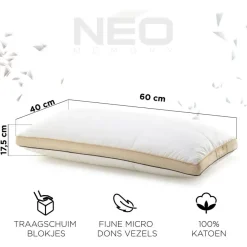 Vitapur Kinderkussen - Traagschuim vulling - 40x60 cm - 2 stuks Best