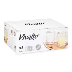 Vivalto dubbelwandige koffie/theeglazen - 6x - glas - 326 ml Discount